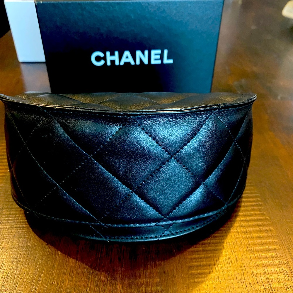 Chanel quilted leather sunglass case
